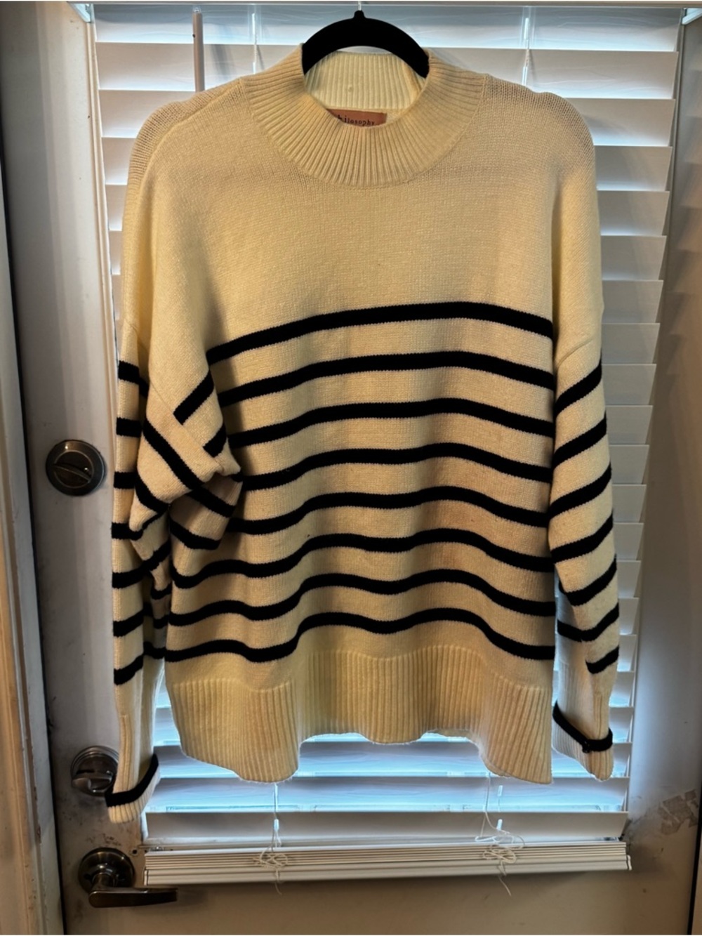 Philosophy Cream Sweater with Black Stripes